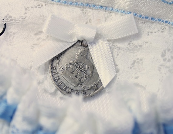 silver sixpence gift idea Vintage Silver Sixpence in bridal lace garter