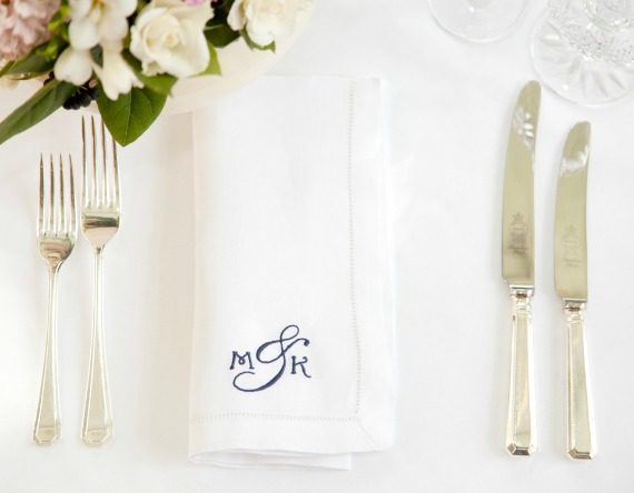 Personalised linen napkins embroidered with your monogram Personalised linen napkins embroidered with your monogram
