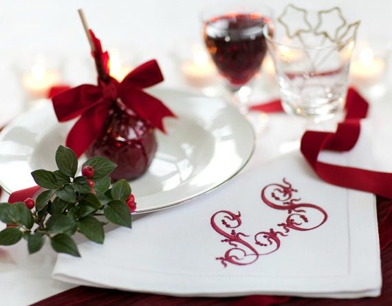 Personalised linen napkins embroidered with your monogram Personalised linen napkins embroidered with your monogram