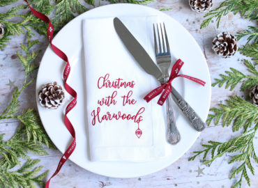 Personalised Embroidered Christmas Linen Napkin Personalised Christmas Linen Napkin