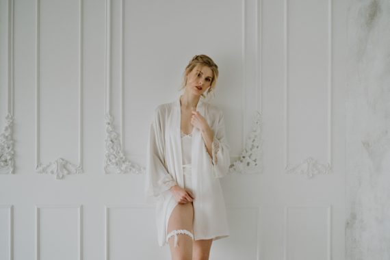 monogrammed silk robe