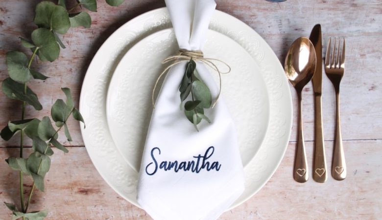 Embroidered wedding napkins Embroidered wedding napkins