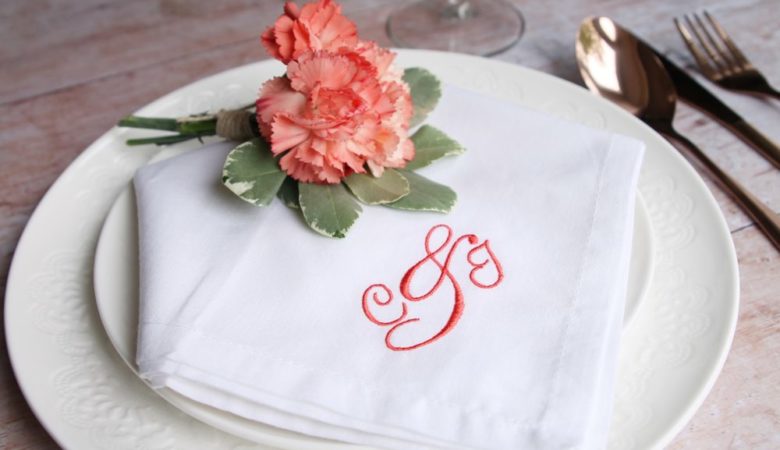 Embroidered wedding napkin Embroidered wedding napkin