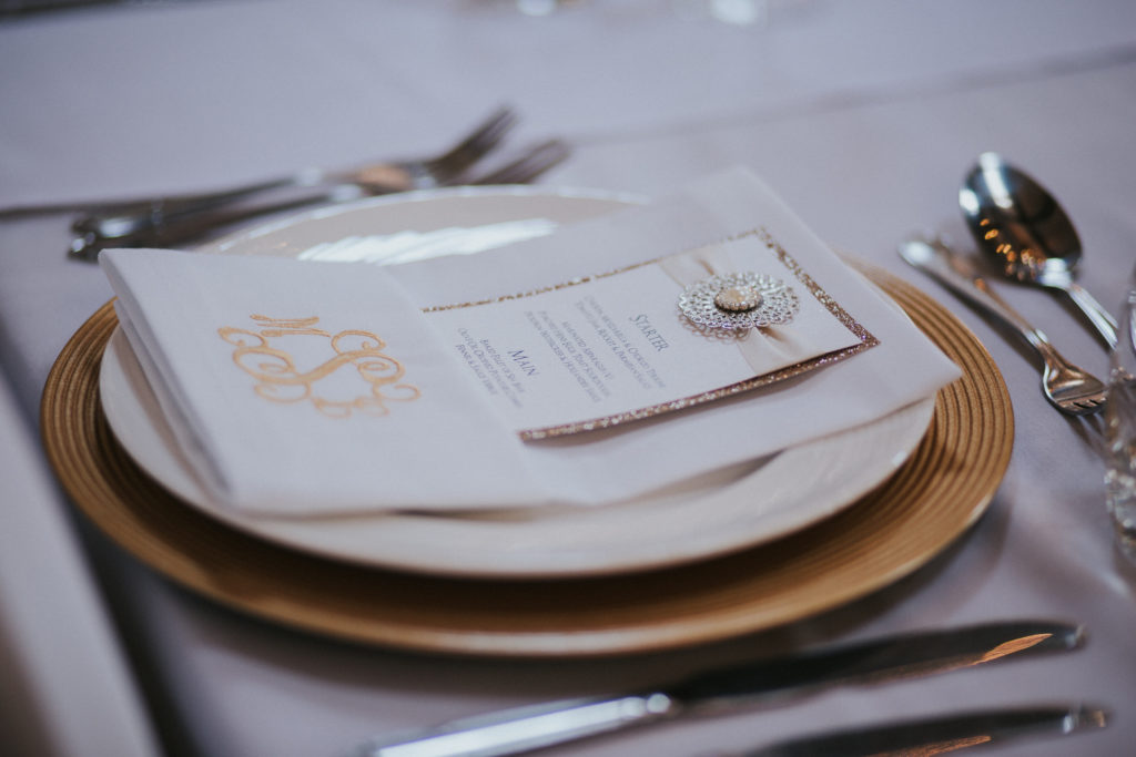 Classic Fairytale Wedding with Personalised Handkerchiefs and Napkins