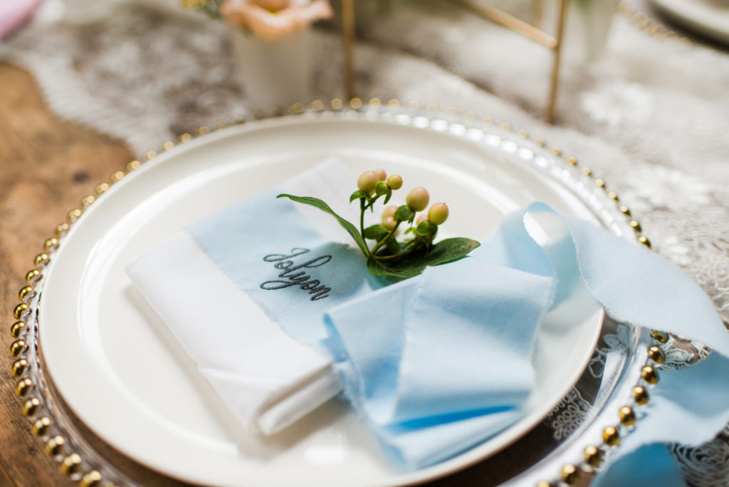 Pastel Wedding Inspiration With Personalised Monogrammed Napkins