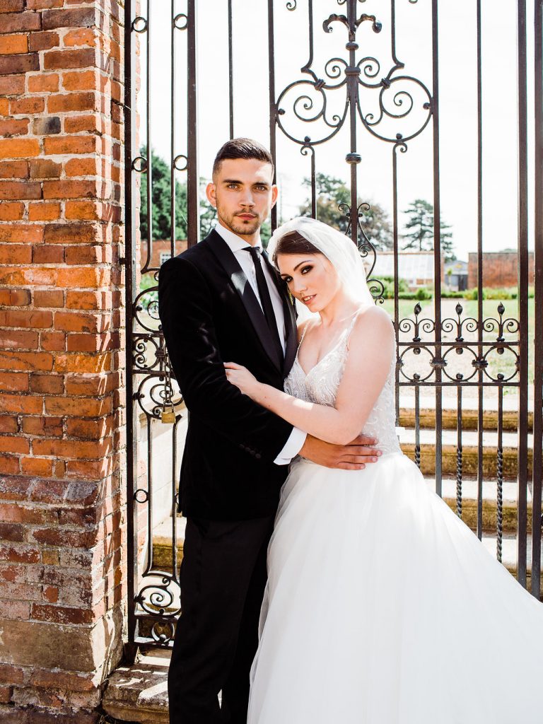 Copper Luxe Wedding With Personalised Napkins and Silk Garter