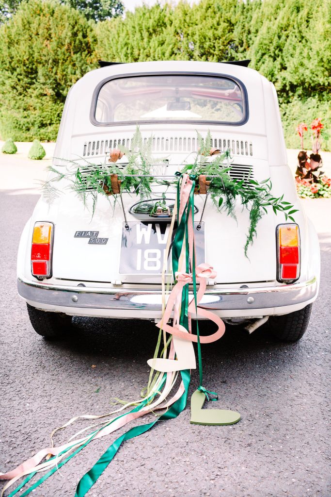 Copper Luxe Wedding With Personalised Napkins and Silk Garter