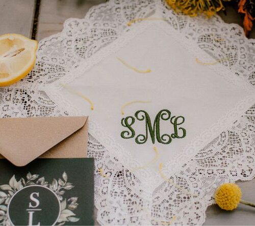 monogrammed wedding handkerchief