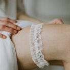 Delicate Wedding Garter with Dotty Tulle, Flower and Pearl Bead – Georgia